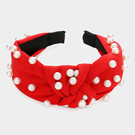Pearl Embellished Knot Burnout Headband