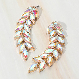 Marquise Stone Cluster Vine Link Drop Evening Earrings