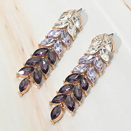 Marquise Stone Cluster Vine Link Drop Evening Earrings