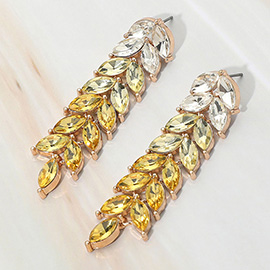Marquise Stone Cluster Vine Link Drop Evening Earrings