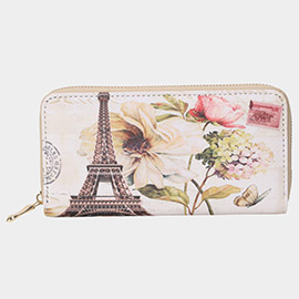 Eiffel Tower Flower Print Wallet