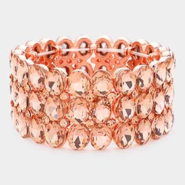 Oval Stone Cluster Stretch Evening Bracelet