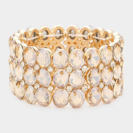 Oval Stone Cluster Stretch Evening Bracelet