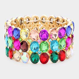 Oval Stone Cluster Stretch Evening Bracelet