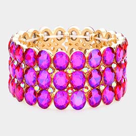 Oval Stone Cluster Stretch Evening Bracelet