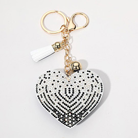 Bling Heart Tassel Keychain