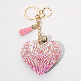 Bling Heart Tassel Keychain