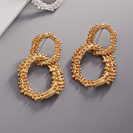 Bubble Textured Abstract Open Metal Link Dangle Earrings