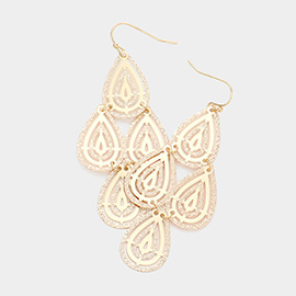 Geometric Metal Teardrop Link Dangle Earrings