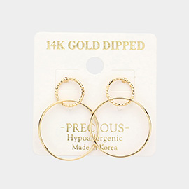 14K Gold Dipped Double Open Metal Circle Link Earrings