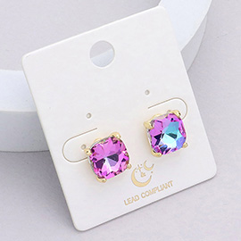 Cushion Square Stone Stud Evening Earrings