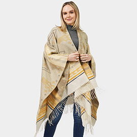 Aztec Patterned Cape Poncho