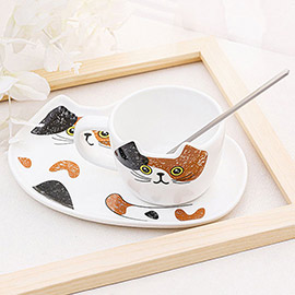 Cat Ceramic Mug Cup and Saucer Set