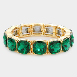 Cushion Square Stone Stretch Evening Bracelet