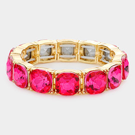 Cushion Square Stone Stretch Evening Bracelet