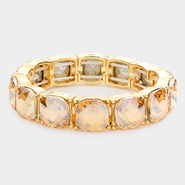 Cushion Square Stone Stretch Evening Bracelet