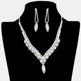 Marquise Stone Accented Rhinestone Necklace