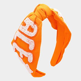 Game Day Seed Beaded ACE Message Star Knot Burnout Headband