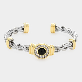Round Bead Accented Cuff Bracelet