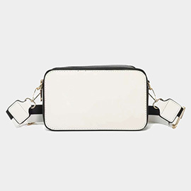 Game Day Two Tone Faux Leather Rectangle Crossbody Bag