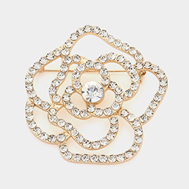 Stone Embellished Flower Pin Brooch