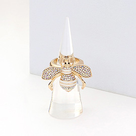 Rhinestone Embellished Honey Bee Stretch Ring