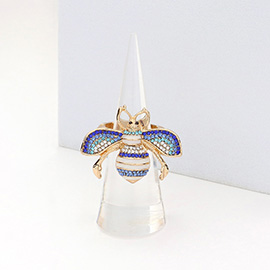 Rhinestone Embellished Honey Bee Stretch Ring