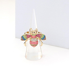 Rhinestone Embellished Honey Bee Stretch Ring
