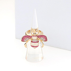 Rhinestone Embellished Honey Bee Stretch Ring