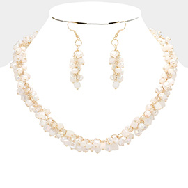 Square Round Beaded Necklace