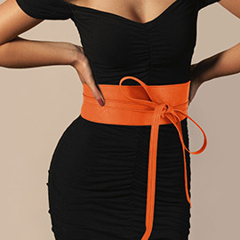 Wide Faux Leather Wrap Belt