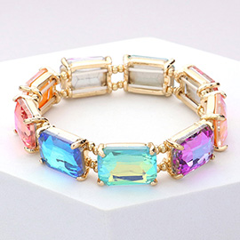Emerald Cut Stone Stretch Evening Bracelet