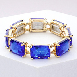 Emerald Cut Stone Stretch Evening Bracelet