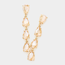 Teardrop Stone Link Dangle Evening Earrings