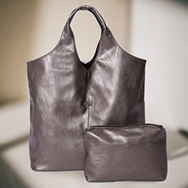 2PCS - Reversible Metallic Tote and Pouch Bags