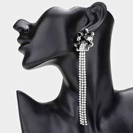 Multi Stone Cluster Dropped Rhinestone Dangle Evening Earrings