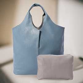 2PCS - Reversible Metallic Tote and Pouch Bags