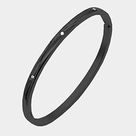 Rhinestone Embellished Stainless Steel Bangle Bracelet