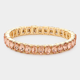Oval Stone Cluster Stretch Evening Bracelet