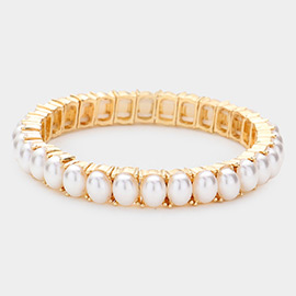 Oval Stone Cluster Stretch Evening Bracelet