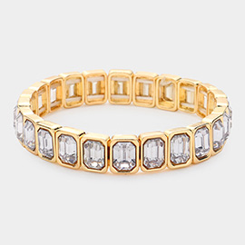 Emerald Cut Stone Stretch Evening Bracelet