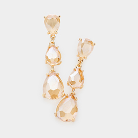 Teardrop Stone Link Dropdown Evening Earrings