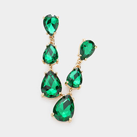 Teardrop Stone Link Dropdown Evening Earrings