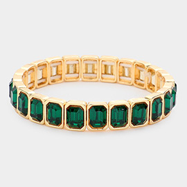 Emerald Cut Stone Stretch Evening Bracelet