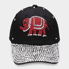 Bling Glass Crystal Stone Accented Elephant Baseball Cap