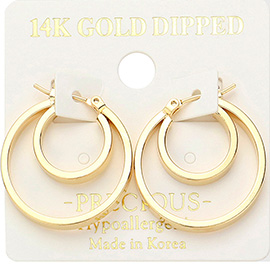 14K Gold Dipped Metal Hoop Pin Catch Earrings