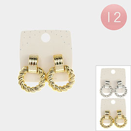 12PAIRS - Textured Metal Circle Earrings