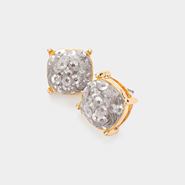 Square Druzy Stud Earrings