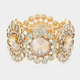 Round Stone Accented Stretch Evening Bracelet