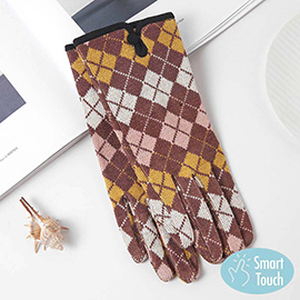 Square Plaid Pattern Smart Touch Gloves